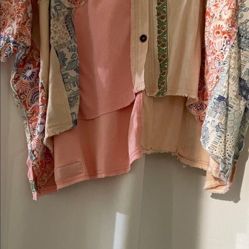 Bohemian Patchwork Button-Up Blouse NWT - image 8